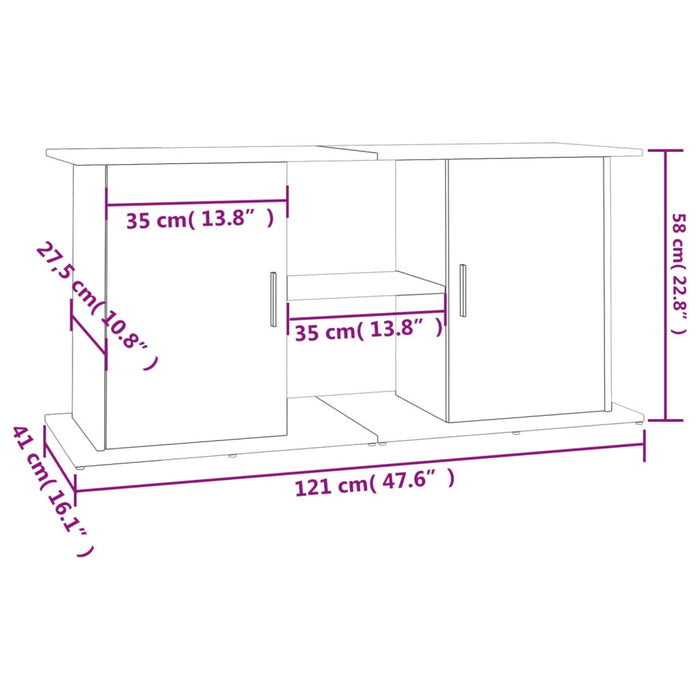 Suport pentru acvariu, stejar Sonoma, 121x41x58 cm, lemn stratificat WALTI