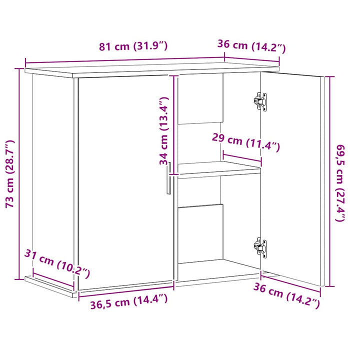 Suport pentru acvariu, stejar Sonoma, 81x36x73 cm, lemn stratificat WALTI