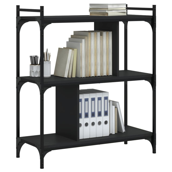 Bibliotecă cu 3 niveluri, negru, 76x32x88 cm, lemn prelucrat - WALTI WALTI