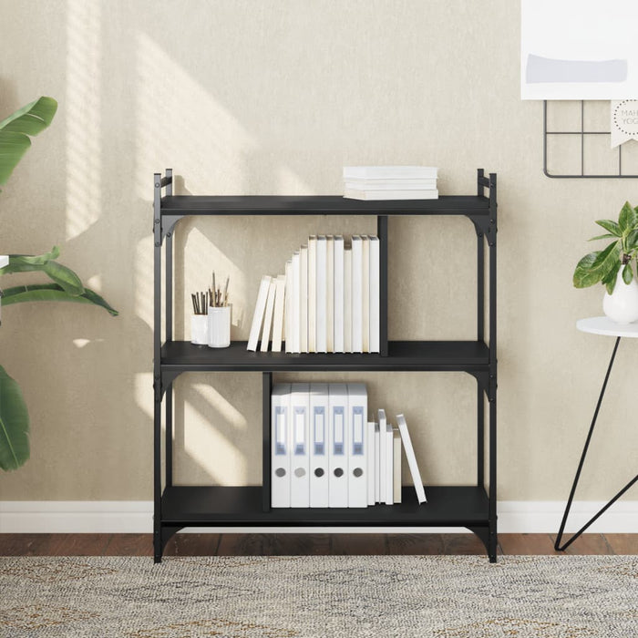 Bibliotecă cu 3 niveluri, negru, 76x32x88 cm, lemn prelucrat - WALTI WALTI