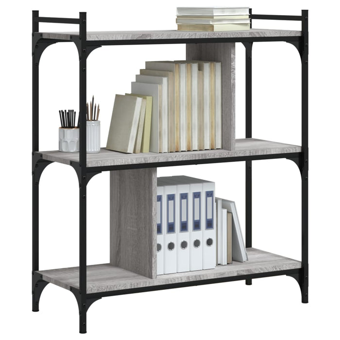 Bibliotecă cu 3 niveluri gri sonoma 76x32x88 cm lemn compozit - WALTI WALTI