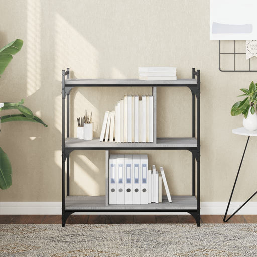 Bibliotecă cu 3 niveluri gri sonoma 76x32x88 cm lemn compozit - WALTI WALTI
