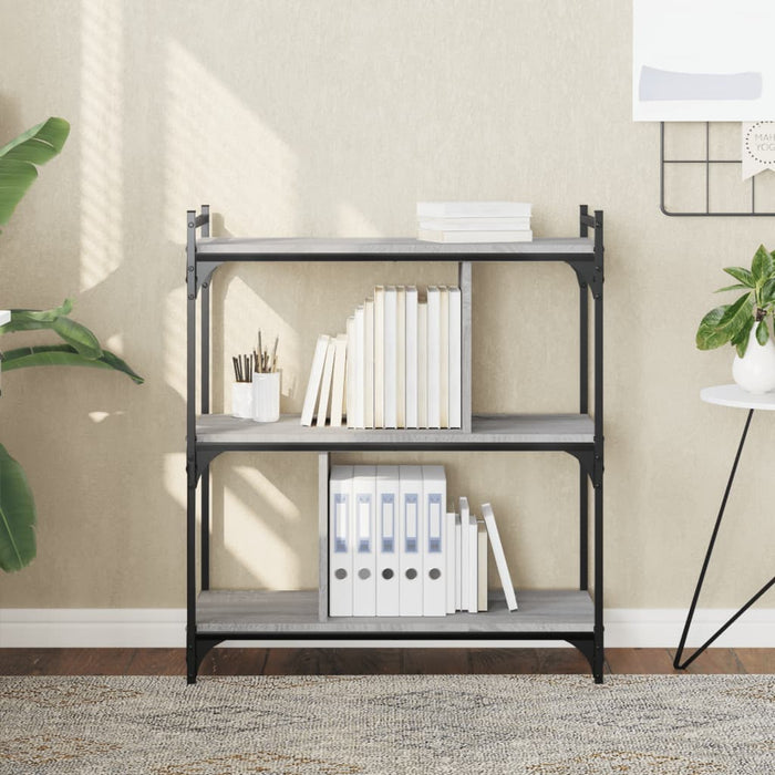 Bibliotecă cu 3 niveluri gri sonoma 76x32x88 cm lemn compozit - WALTI WALTI