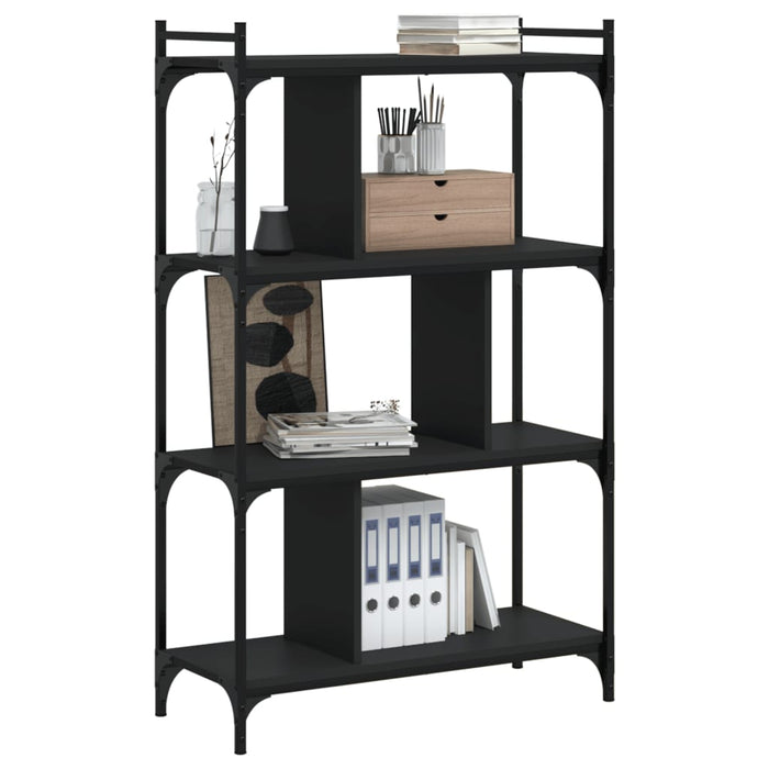 Bibliotecă cu 4 niveluri, negru, 76x32x123 cm, lemn prelucrat - WALTI WALTI