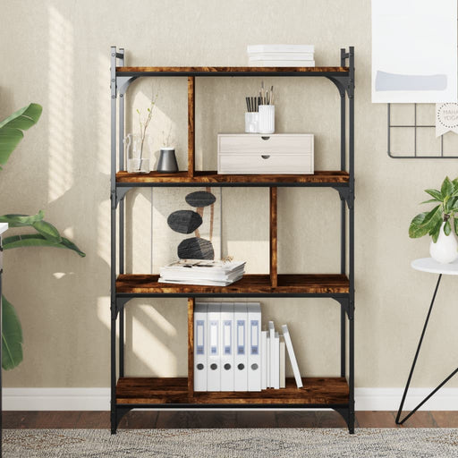 Bibliotecă cu 4 niveluri, stejar fumuriu, 76x32x123 cm, lemn - WALTI WALTI