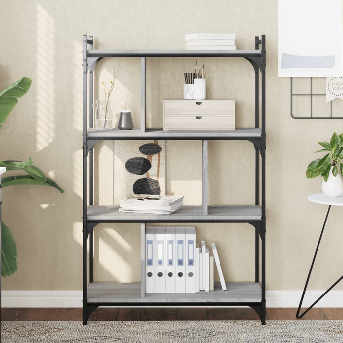 Bibliotecă cu 4 niveluri gri sonoma 76x32x123 cm lemn compozit - WALTI WALTI