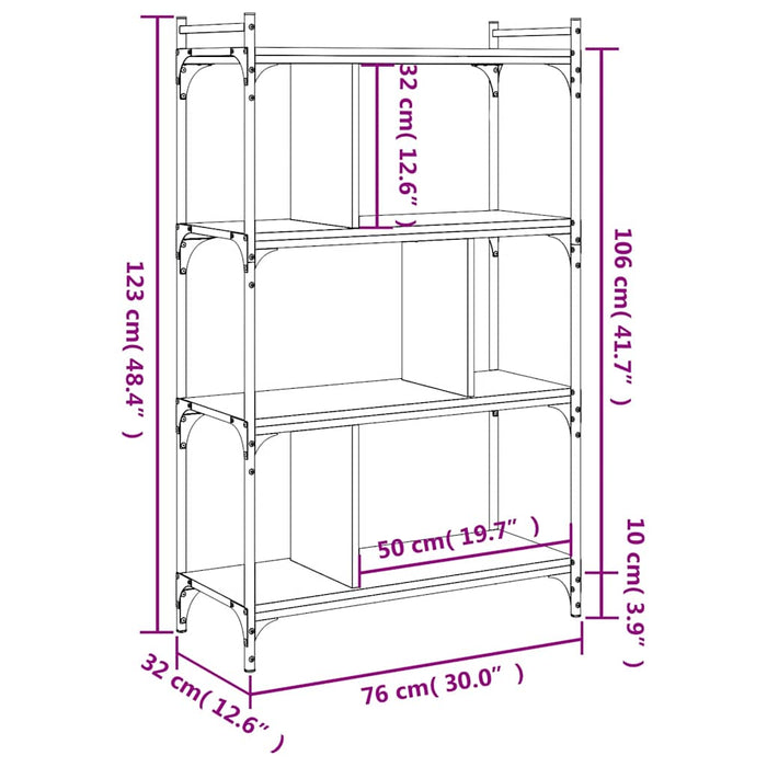Bibliotecă cu 4 niveluri stejar maro 76x32x123 cm lemn compozit - WALTI WALTI
