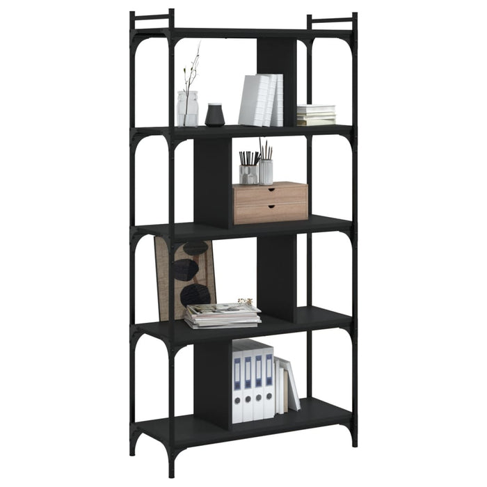 Bibliotecă cu 5 niveluri, negru, 76x32x158 cm, lemn prelucrat - WALTI WALTI