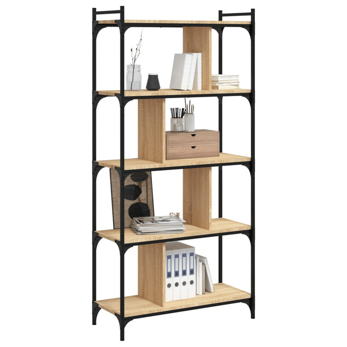 Bibliotecă cu 5 niveluri, stejar sonoma, 76x32x158 cm, lemn WALTI