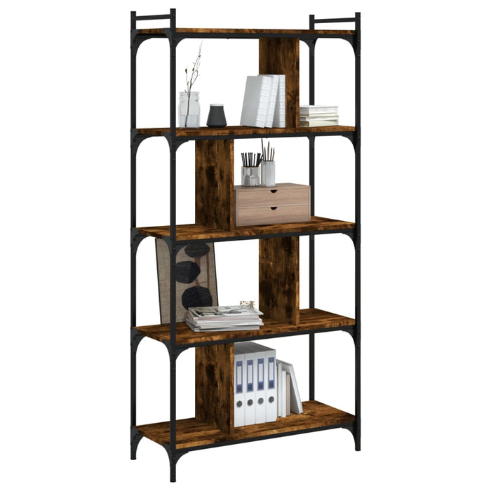 Bibliotecă cu 5 niveluri, stejar fumuriu, 76x32x158 cm, lemn - WALTI WALTI