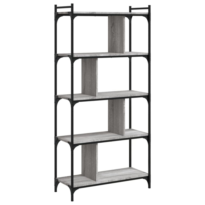 Bibliotecă cu 5 niveluri gri sonoma 76x32x158 cm lemn compozit - WALTI WALTI