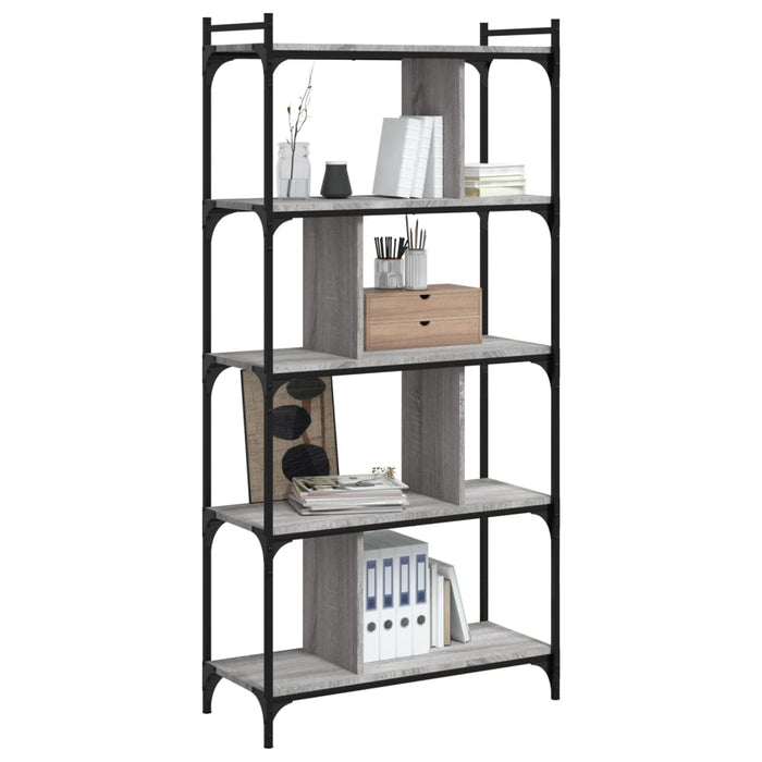Bibliotecă cu 5 niveluri gri sonoma 76x32x158 cm lemn compozit - WALTI WALTI