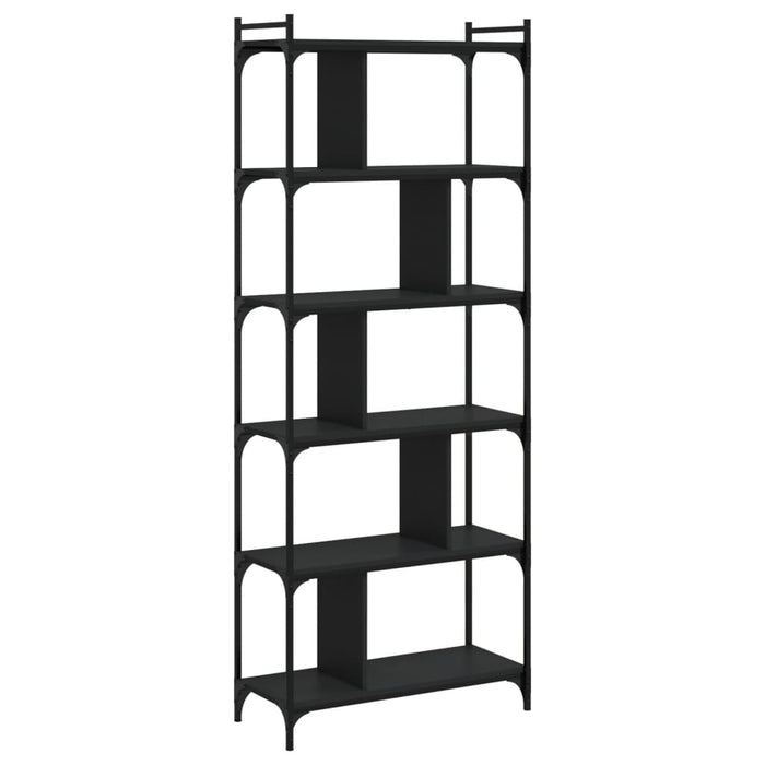 Bibliotecă cu 6 niveluri, negru, 76x32x192 cm, lemn prelucrat WALTI