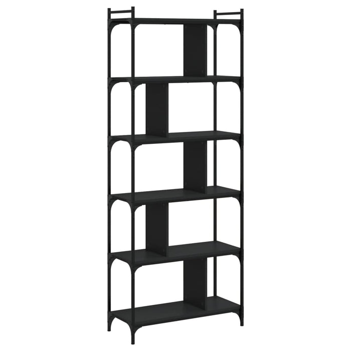 Bibliotecă cu 6 niveluri, negru, 76x32x192 cm, lemn prelucrat WALTI