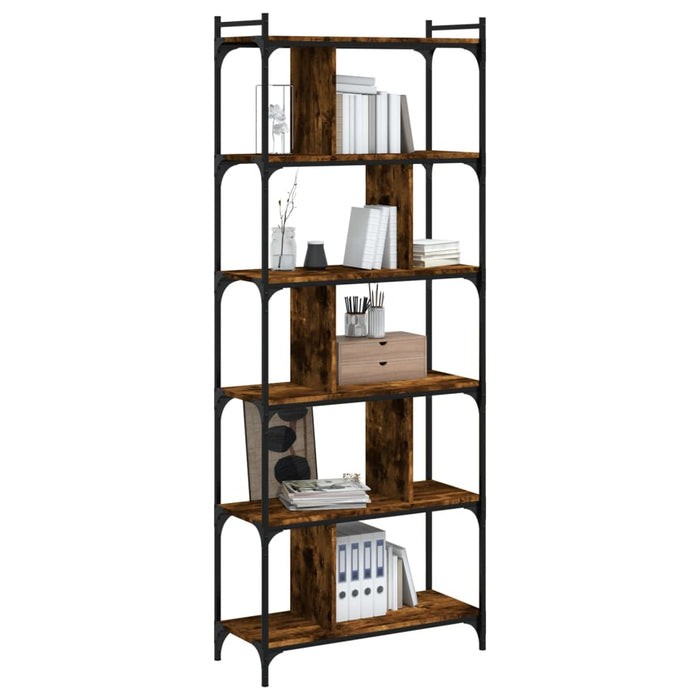 Bibliotecă cu 6 niveluri, stejar fumuriu, 76x32x192 cm, lemn - WALTI WALTI