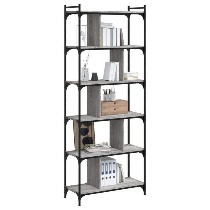 Bibliotecă cu 6 niveluri gri sonoma 76x32x192 cm lemn compozit - WALTI WALTI