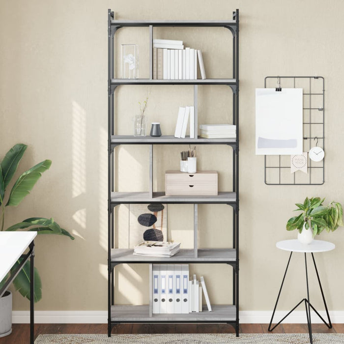 Bibliotecă cu 6 niveluri gri sonoma 76x32x192 cm lemn compozit - WALTI WALTI
