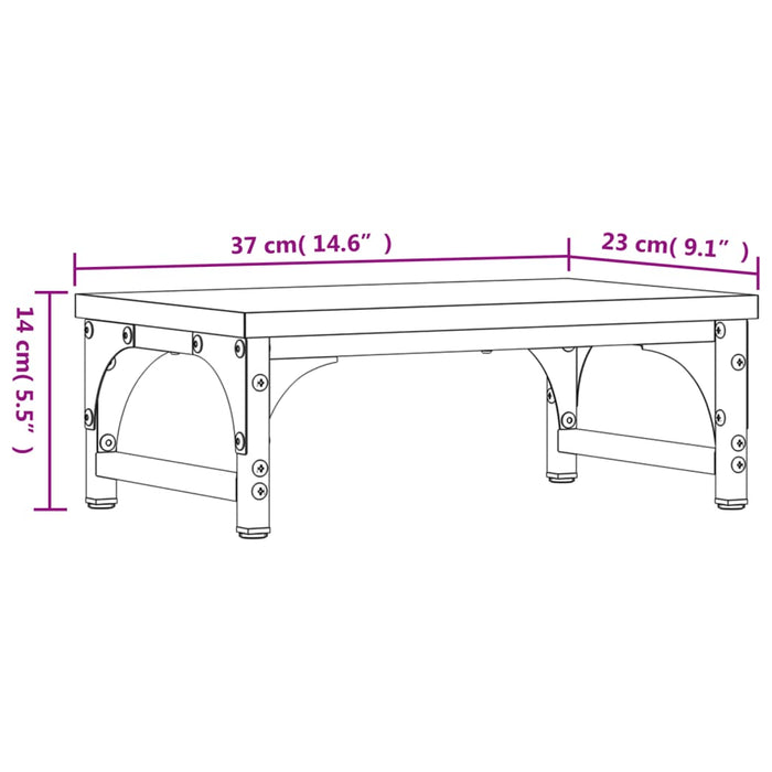 Suport de monitor, stejar fumuriu, 37x23x14 cm, lemn compozit WALTI