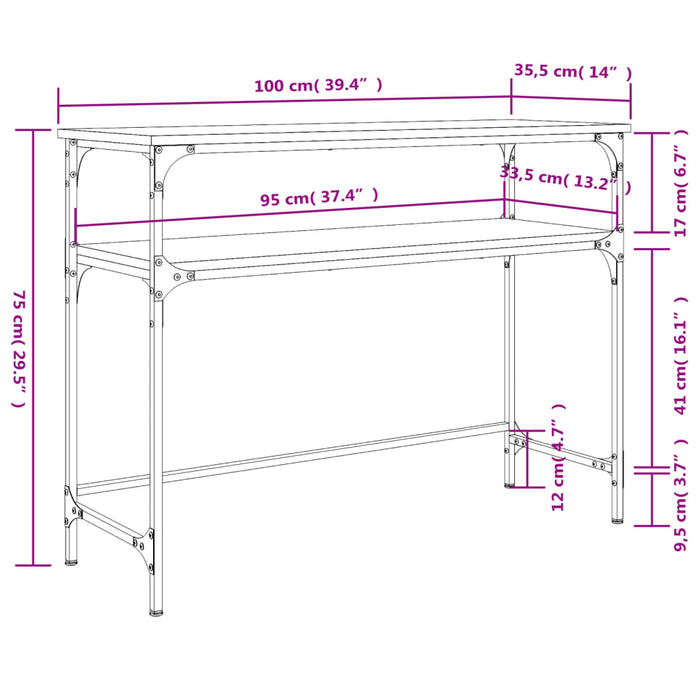 Măsuță consolă, stejar sonoma, 100x35,5x75 cm, lemn prelucrat WALTI