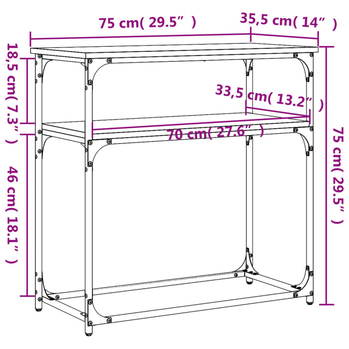 Măsuță consolă, gri sonoma, 75x35,5x75 cm, lemn prelucrat - WALTI WALTI
