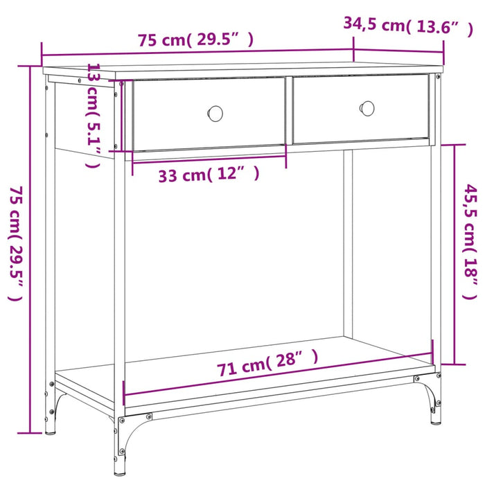 Masă consolă, stejar sonoma, 75x34,5x75 cm, lemn prelucrat - WALTI WALTI