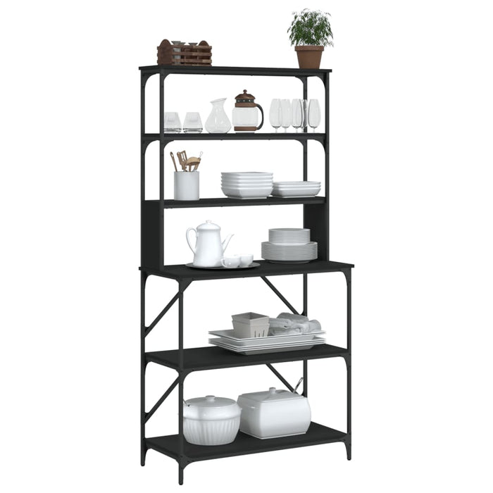 Raft brutărie cu 6 niveluri, negru, 90x40x180 cm lemn prelucrat WALTI