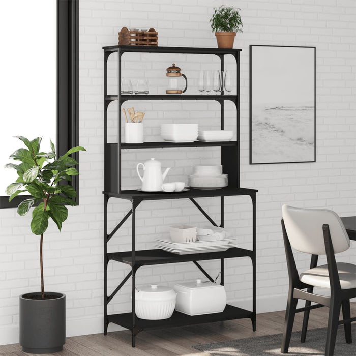 Raft brutărie cu 6 niveluri, negru, 90x40x180 cm lemn prelucrat WALTI
