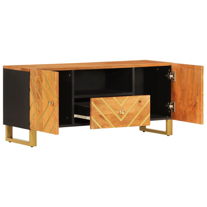Dulap TV maro și negru 105x33,5x46 cm lemn masiv de mango WALTI