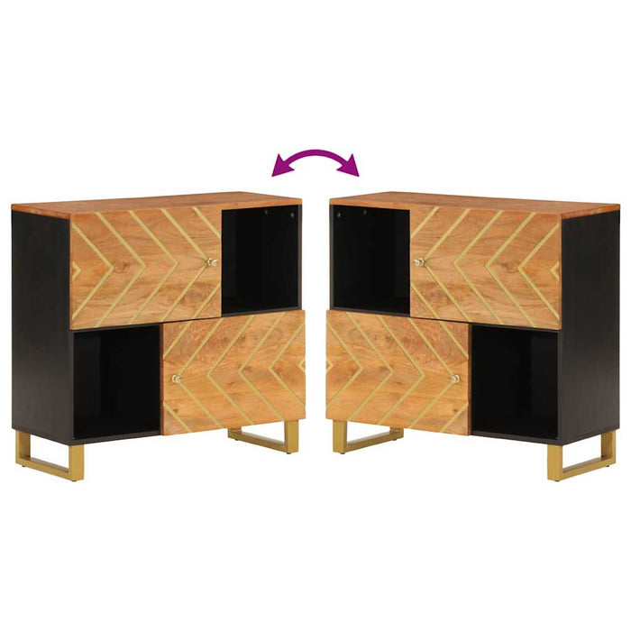 Dulap lateral, maro și negru, 80x33,5x75 cm lemn masiv de mango WALTI