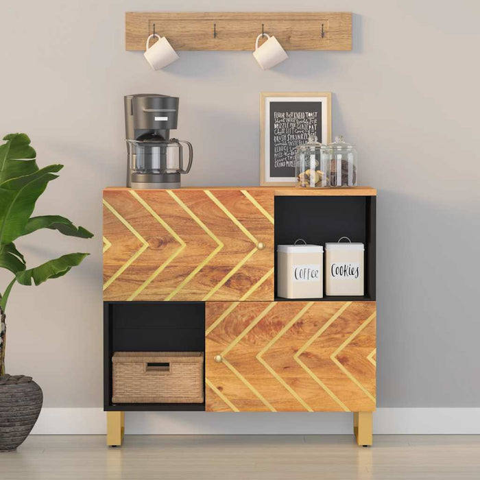 Dulap lateral, maro și negru, 80x33,5x75 cm lemn masiv de mango WALTI