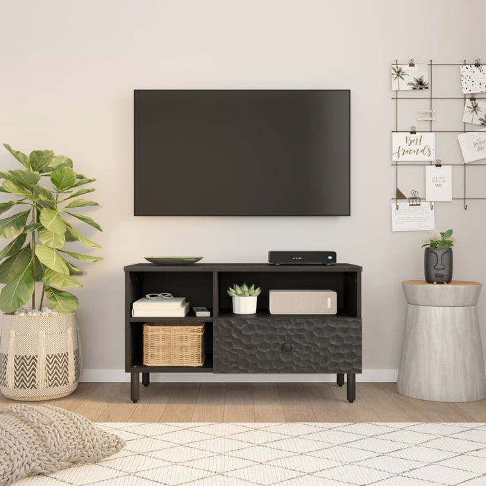 Dulap TV, negru, 80x33x46 cm, lemn masiv de mango - WALTI WALTI