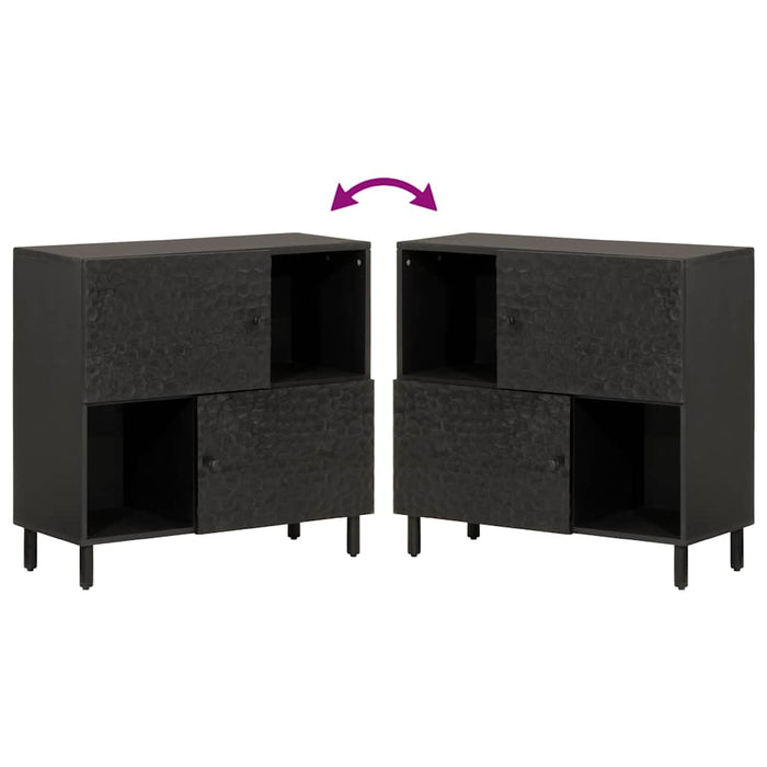 Dulap lateral, negru, 80x33x75 cm, lemn masiv de mango WALTI