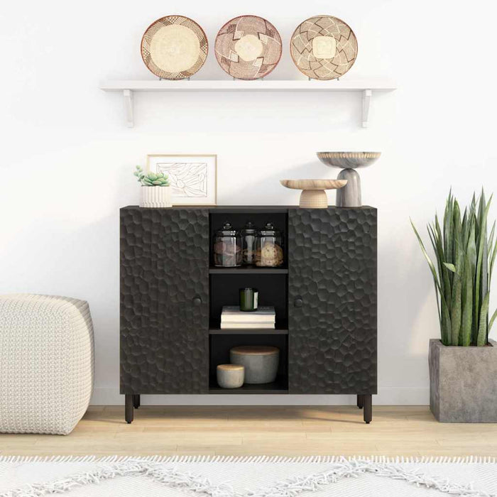 Dulap lateral, negru, 90x33x75 cm, lemn masiv de mango WALTI