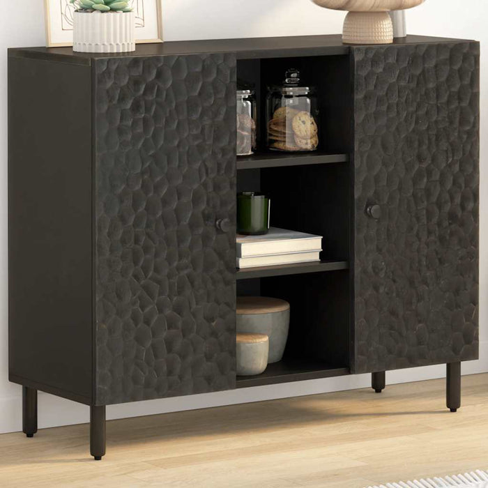 Dulap lateral, negru, 90x33x75 cm, lemn masiv de mango WALTI