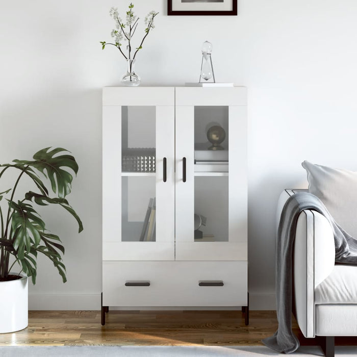 Dulap înalt, alb extralucios, 69,5x31x115 cm, lemn prelucrat WALTI