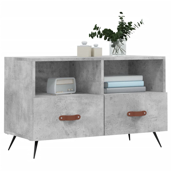 Comodă TV, gri beton, 80x36x50 cm, lemn compozit WALTI