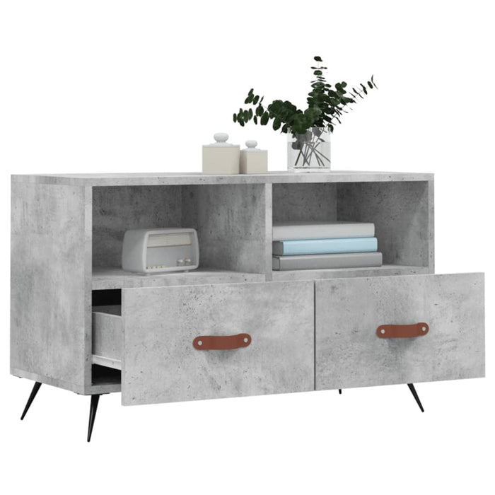 Comodă TV, gri beton, 80x36x50 cm, lemn compozit WALTI