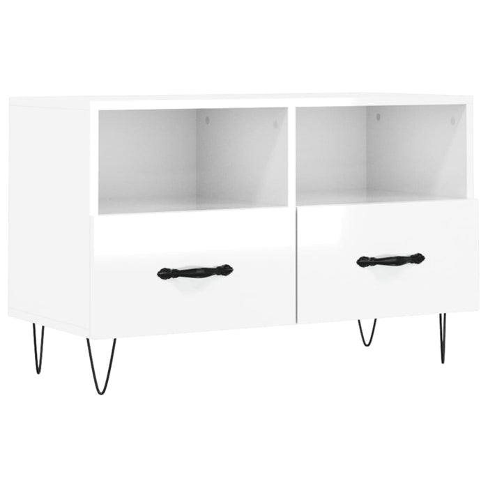 Comodă TV, alb extralucios, 80x36x50 cm, lemn prelucrat WALTI