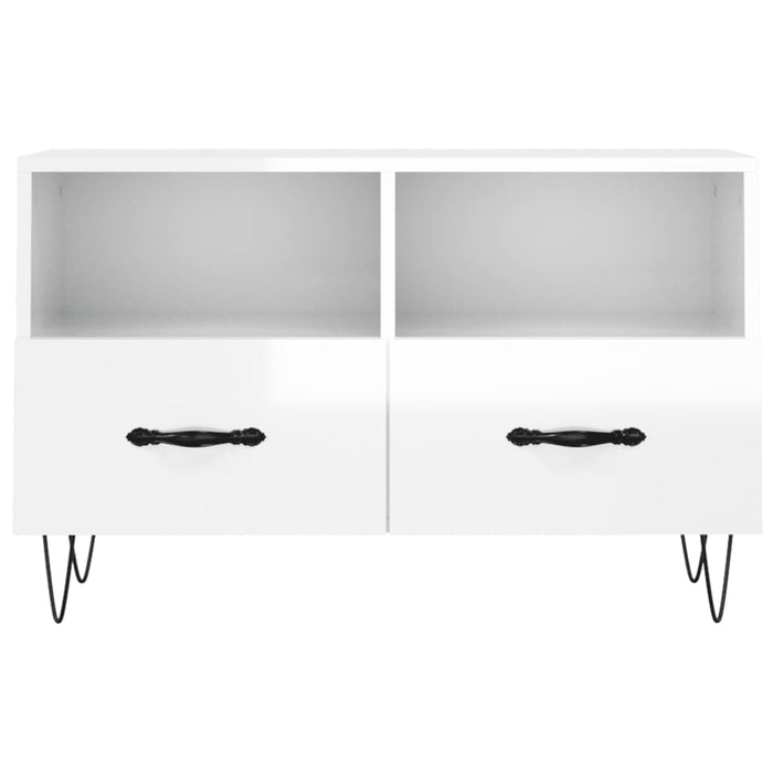 Comodă TV, alb extralucios, 80x36x50 cm, lemn prelucrat WALTI
