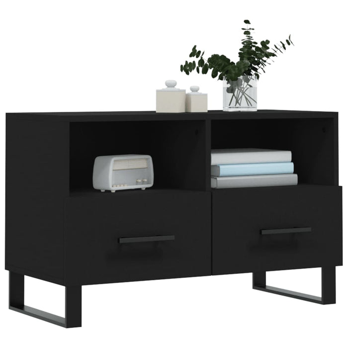 Comodă TV, negru, 80x36x50 cm, lemn prelucrat WALTI