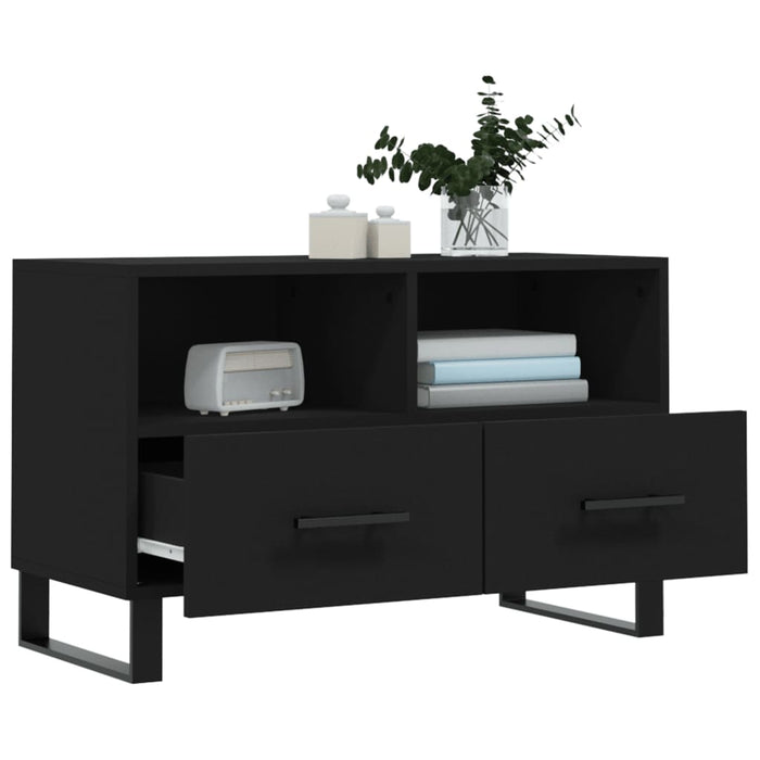 Comodă TV, negru, 80x36x50 cm, lemn prelucrat WALTI