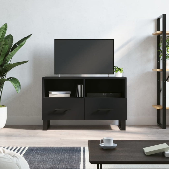 Comodă TV, negru, 80x36x50 cm, lemn prelucrat WALTI