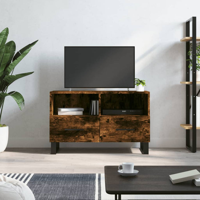 Comodă TV, stejar fumuriu, 80x36x50 cm, lemn prelucrat WALTI
