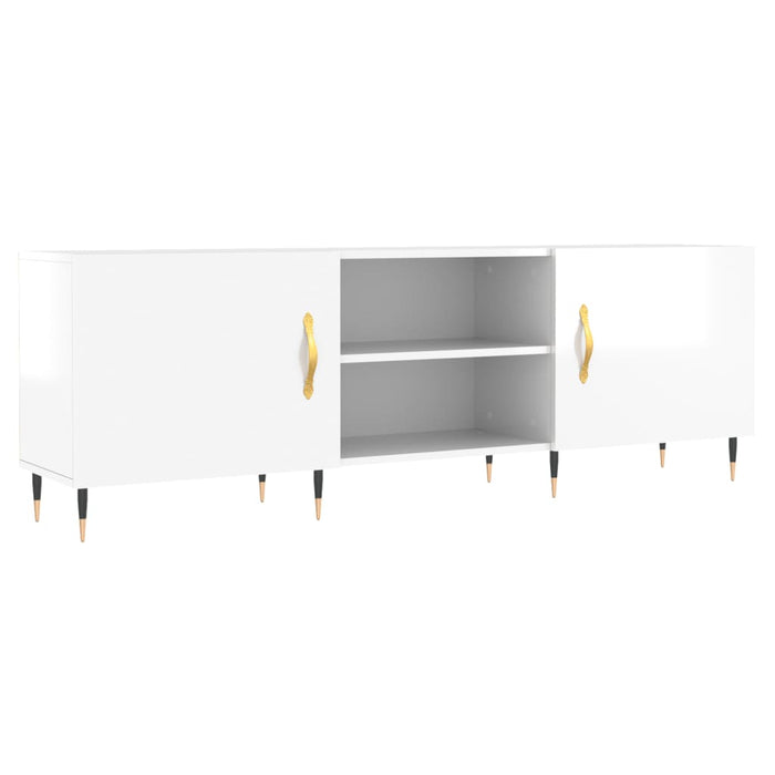 Comodă TV, alb extralucios, 150x30x50 cm, lemn compozit WALTI