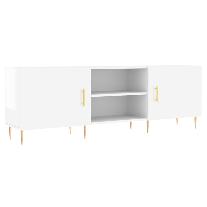 Comodă TV, alb extralucios, 150x30x50 cm, lemn compozit WALTI