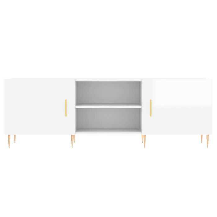 Comodă TV, alb extralucios, 150x30x50 cm, lemn compozit WALTI