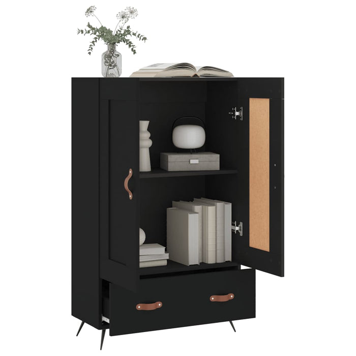 Dulap înalt, negru, 69,5x31x115 cm, lemn prelucrat WALTI