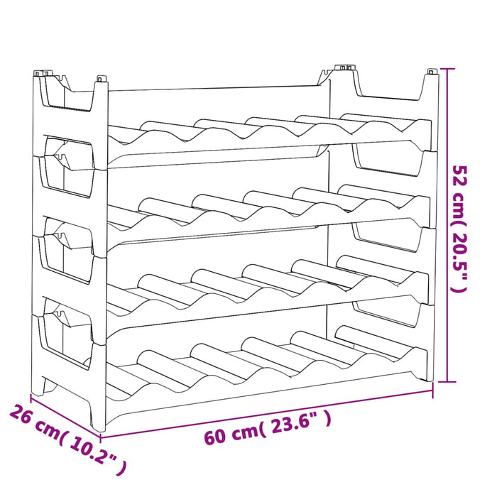 Raft de sticle de vin, pentru 24 sticle, PP, stivuibil - WALTI WALTI