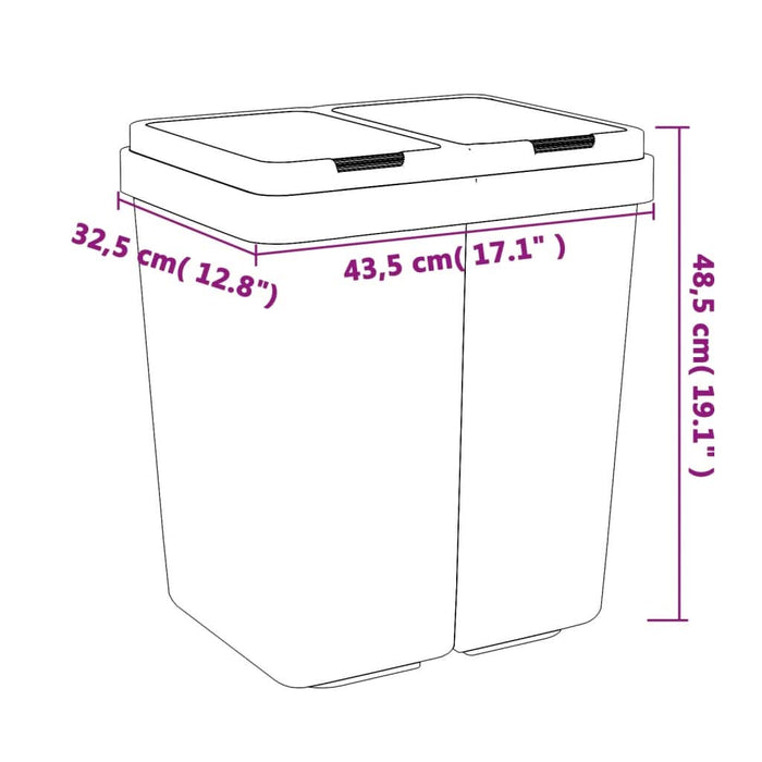 Coș de gunoi dublu, alb, 2x25 L - WALTI WALTI