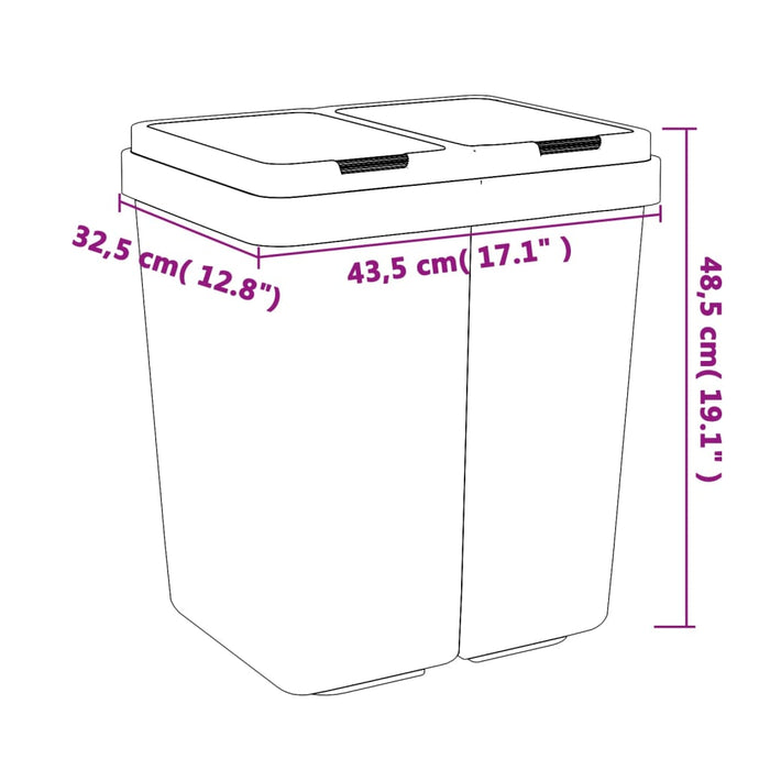 Coș de gunoi dublu, antracit, 2x25 L WALTI